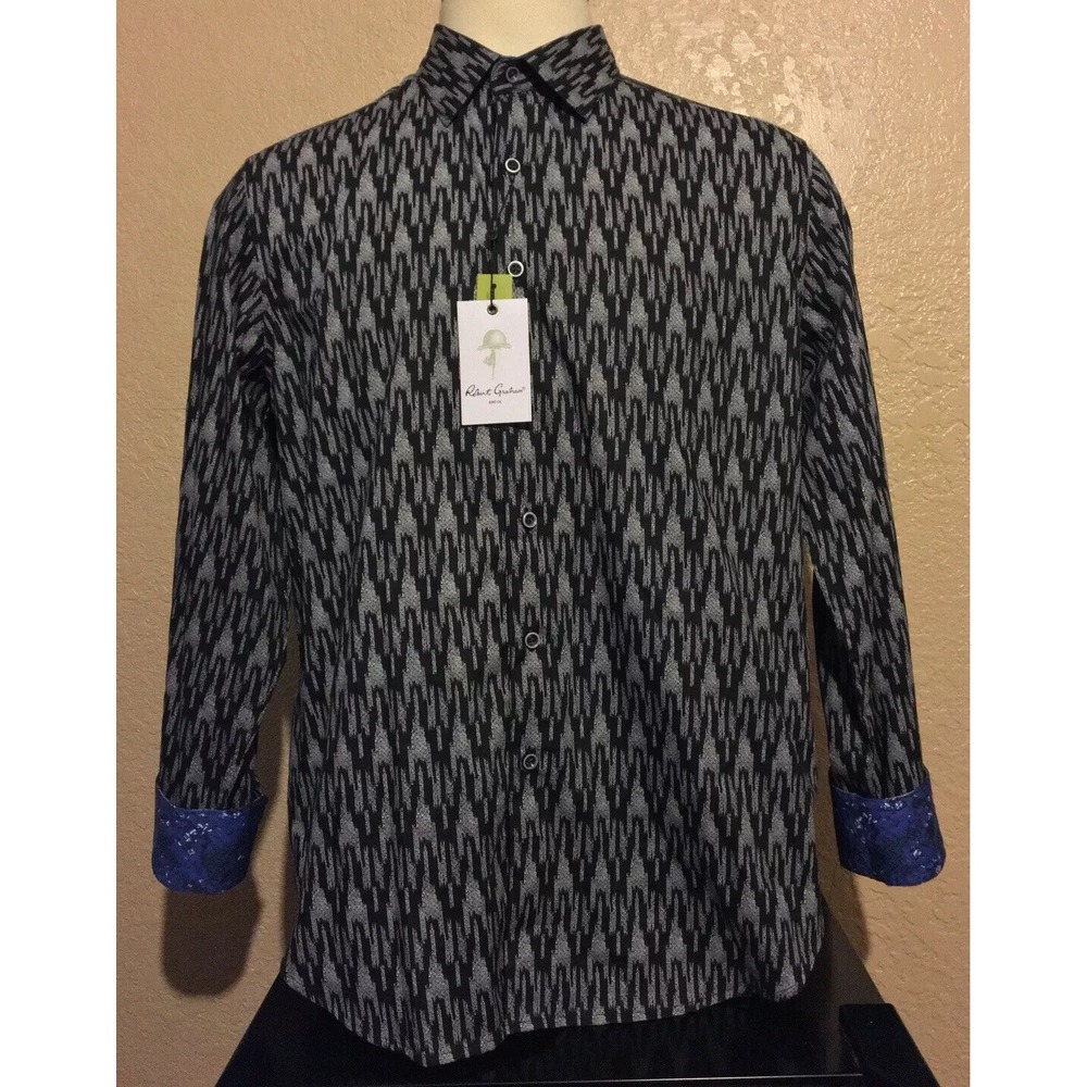 NEW Robert Graham Men's XL CLASSIC Fit Black Shoreview Long Sleeve Sport Shirt